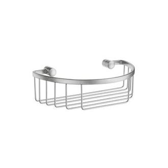 Smedbo DS2011 9 in. Wall Mounted Single Level Rounded Shower Basket in Brushed Chrome from the Sideline Collection